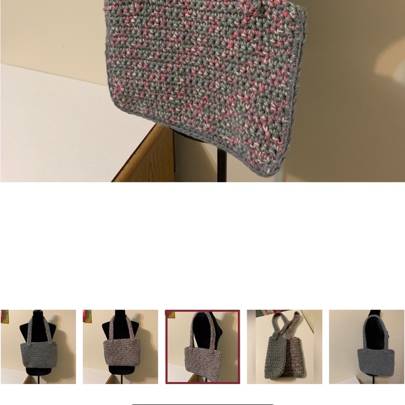 Shoulder Bag solid gray on one side mix Gray and pink on the other side - Picture 7 of 16